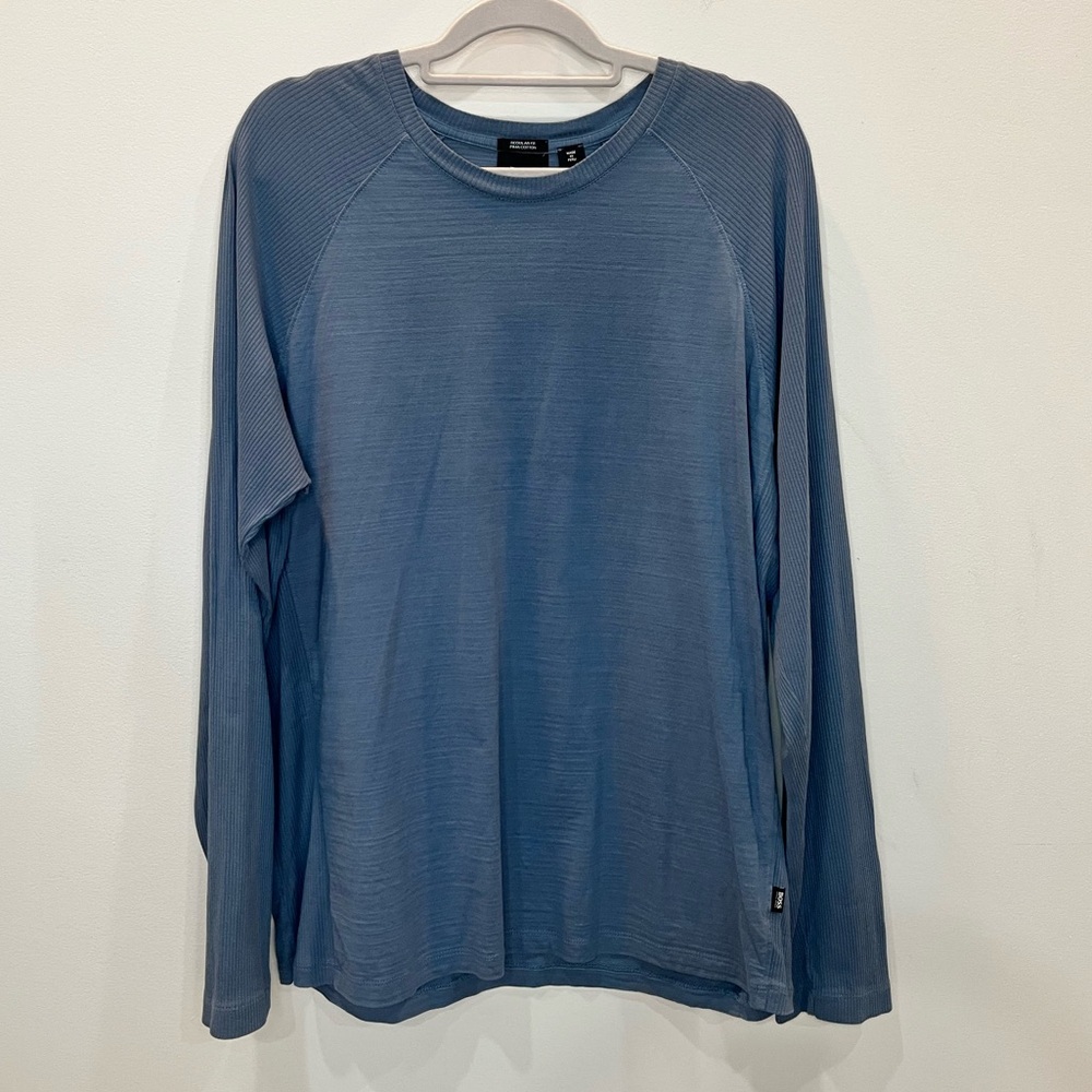 Boss Hugo Boss Men's Blue Pima Cotton Crew Neck Long Sleeve Shirt‎ Size XXL